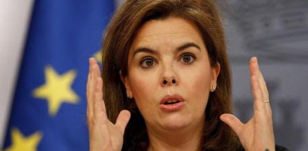 La vicepresidenta del Gobierno, Soraya Sáenz de Santamaría, durante la rueda de prensa posterior a la reunión del Consejo de Ministros