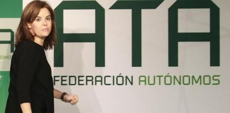 Soraya Sáenz de Santamaría, durante acto de clausura de la Junta Directiva de ATA