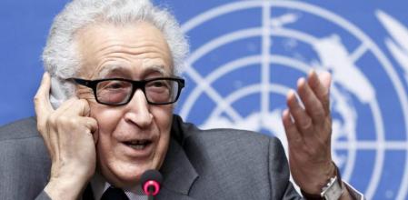 El mediador internacional para Siria Lajdar Brahimi en Ginebra