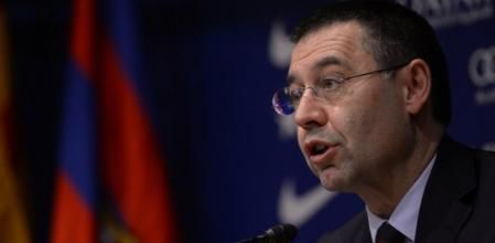 Josep Maria Bartomeu durante la rueda de prensa en la que desveló los detalles del contrato de Neymar