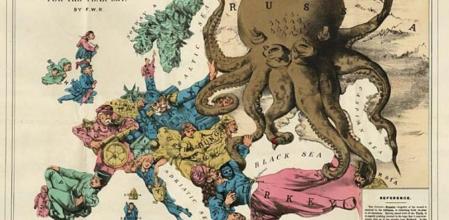 Mapa de Europa editado en San Francisco en 1877 por un dibujante satírico