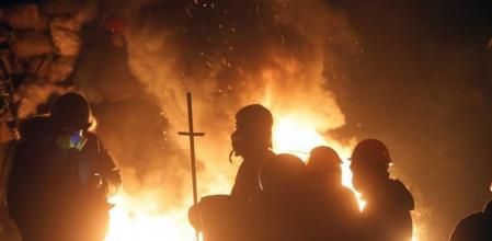 Manifestantes en Ucrania