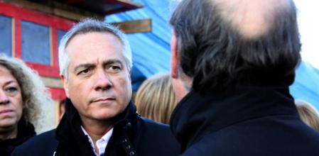 Pere Navarro en un acto con los trabajadores de Panrico en Santa Perpètua de Mogoda