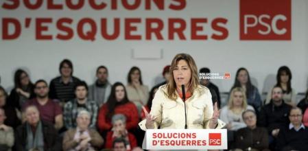 Susana Díaz en su discurso ante el PSC en L'Hospitalet de Llobregat