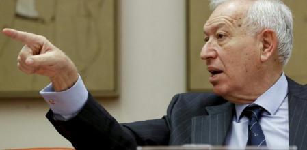 El ministro de Exteriores, José Manuel García-Margallo, durante su comparecencia en la Comisión de Exteriores del Congreso, hoy en la Cámara Baja. Martín.