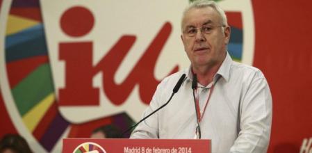 El líder de IU, Cayo Lara, durante su intervención en la inauguración de una conferencia organizada para debatir el modelo de Estado federal