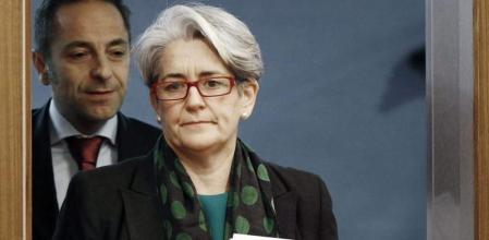 La vicepresidenta y consejera de Economía y Hacienda, Lourdes Goicoechea, antes de la rueda de prensa tras la sesión de Gobierno donde el Ejecutivo ha expresado su respaldo a la consejera