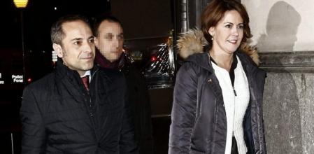 La presidenta del Gobierno de Navarra y de UPN Yolanda Barcina y el consejero portavoz, Juan Luis Sánchez de Muniáin