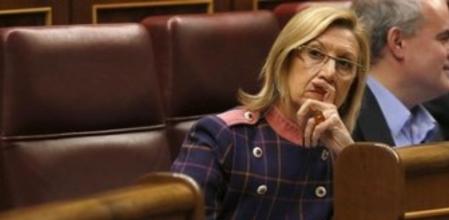 La portavoz de UPyD, Rosa Díez, durante la sesión de control al Gobierno, en el Congreso de los Diputados.