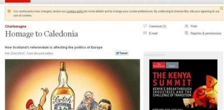 Imagen del artículo de 'The Economist' sobre los referéndums de Escocia y Catalunya