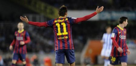 Neymar gesticula durante el partido ante la Real Sociedad