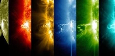 Imagen de la llamarada en distintas longitudes de onda