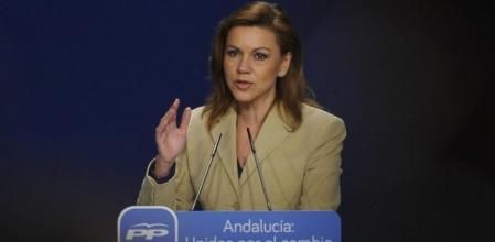 La secretaria general del PP, Dolores de Cospedal , durante la inauguración hoy del XIV Congreso Regional del PP andaluz