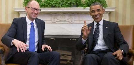 Arseni Yatseniuk junto a Obama en su visita a Washington