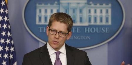 Jim Carney en rueda de prensa en la Casa Blanca