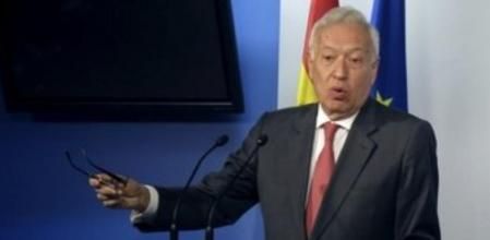El ministro español de Asuntos Exteriores, José Manuel García-Margallo, durante la conferencia de prensa que ha ofrecido después de un Consejo de Ministros de la Unión Europea (UE), en Bruselas.