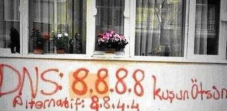 Archivo: Una pintada indica como burlar el bloqueo de Twitter en Turquía