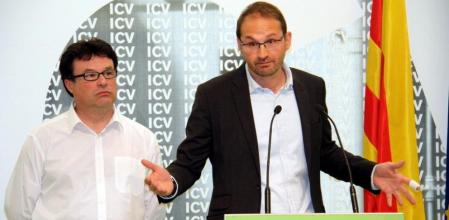 El coordinador nacional de ICV, Joan Herrera, y el coordinador general de EUiA, Joan Josep Nuet