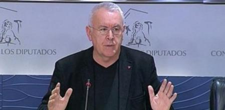 Imagen de video del líder de IU, CayoLara,durante su comparecencia en el Congreso d