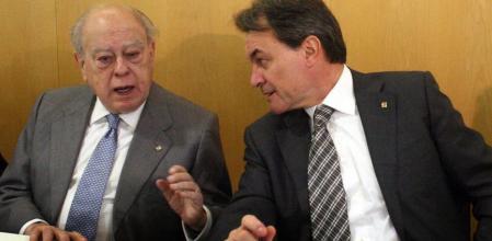 El presidente de la Generalitat, Artur Mas, y el expresidente Jordi Pujol, durante el comité ejecutivo de CDC