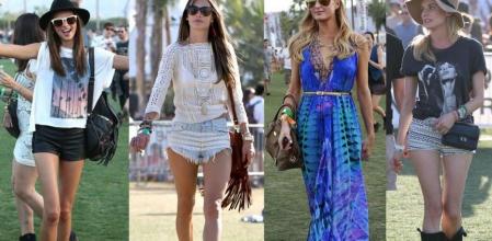 De izquierda a derecha, Miranda Kerr, Alessandra Ambrosio, Paris Hilton y Diane Kruger durante la edición de 2013 del Festival de Coachella