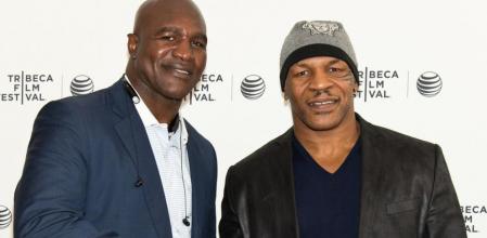 Evander Holyfield y Mike Tyson en la presentación del documental 'Champs'