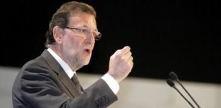 El presidente del Gobierno, Marinao Rajoy, durante el mitin electoral celebrado en Zaragoza.