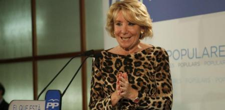 Esperanza Aguirre en un acto de la campaña de la Elecciones europeas en Catalunya