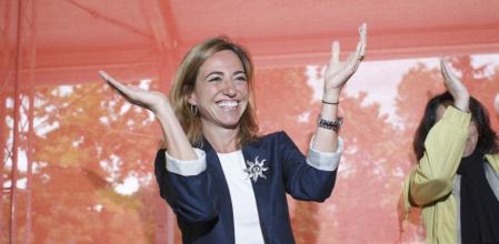 Carme Chacón, durante un mitin en la localidad madrileña de Moratalaz
