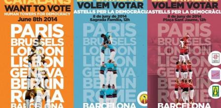 Cartells de la campanya 'Catalans want to vote. Human towers for democracy'