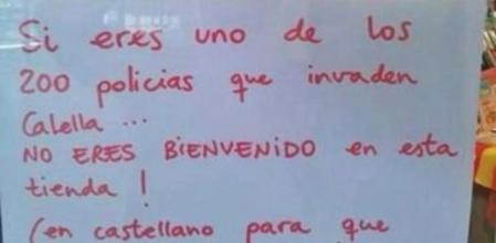 Cartel en la Biobotiga de Calella