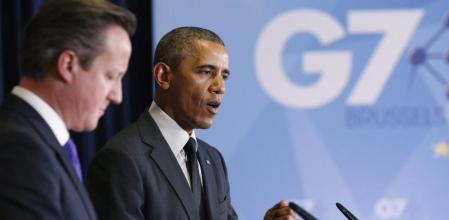 Obama y Cameron en la cumbre del G7 en Bruselas