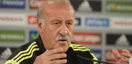 Vicente del Bosque durante la rueda de prensa que ha ofrecido esta tarde tras la derrota estrepitosa en el debut ante Holanda