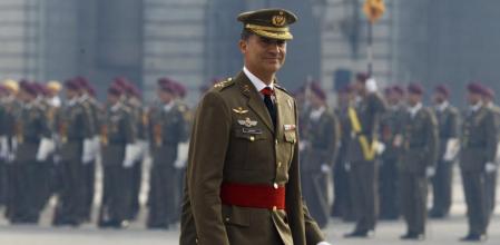 El rey Felipe VI, durante el acto en el Palacio Real de salutación de las Fuerzas Armadas y la Guardia Civil