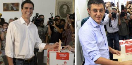 Pedro Sánchez, Eduardo Madina y José Antonio Pérez Tapias ya han votado en las primarias del PSOE