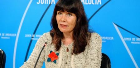 Micaela Navarro, en una rueda de prensa en su etapa como consejera de Igualdad de la Junta de Andalucía