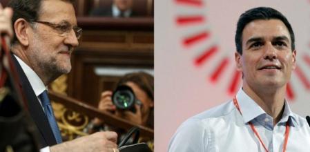 El presidente del gobierno, Mariano Rajoy y el nuevo líder del PSOE, Pedro Sánchez.