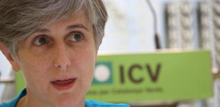 Dolors Camats, coordinadora de ICV-EUiA, en la sede del partido
