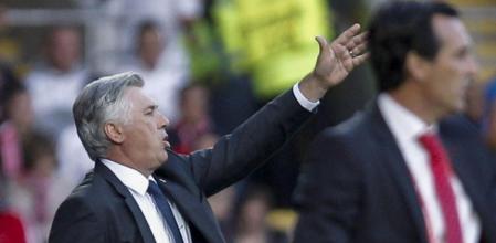 Carlo Ancelotti y Unai Emery, durante la Supercopa de Europa