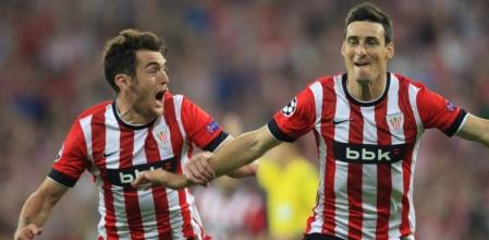 Aduriz e Ibai celebran el tanto que convertía a los bilbaínos en equipo de Champions