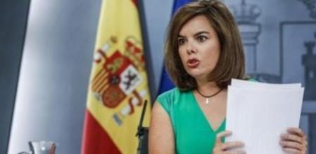 La vicepresidenta del Gobierno, Soraya Sáenz de Santamaría, durante la rueda de prensa posterior a la reunión del Consejo de Ministros,
