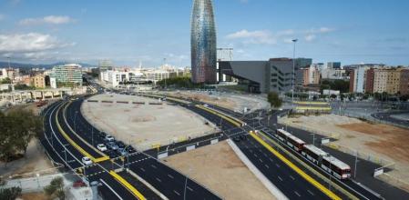 Vista de las obras del nuevo anillo de Glòries