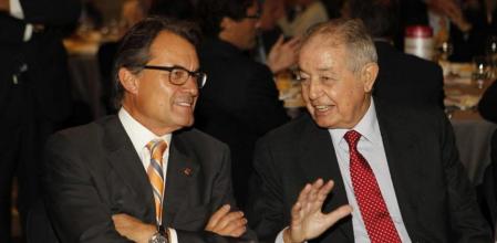 El president de la Generalitat, Artur Mas, y el presidente de Gas Natural Fenosa, Salvador Gabarró en una comida en la Cambra de Comerç de Barcelona