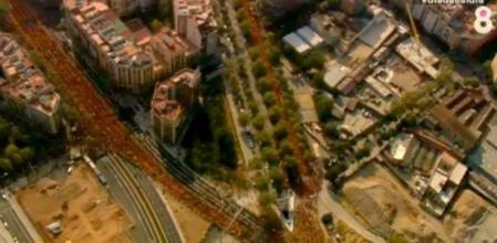 Vista aérea de la V de la Diada