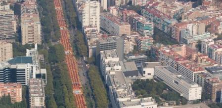 Imagen aérea de la manifestación que se celebró con motivo de la Diada de Catalunya en 2014