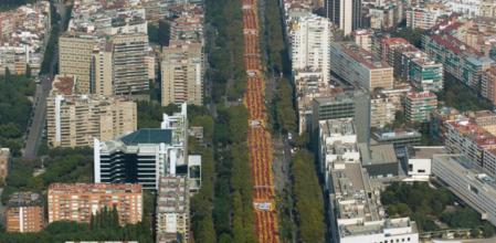 Imagen aerea de la manifestacion que se celebró con motivo de la Diada de 2014