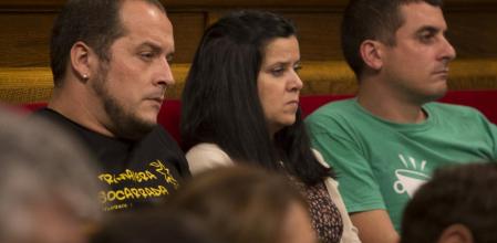 Los diputados de la CUP, durante la intervención del presidente Mas en el debate de política general