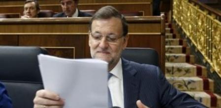 El presidente del Gobierno, Mariano Rajoy, al inicio hoy de la sesión de control al Ejecutivo en el Congreso de los Diputados.