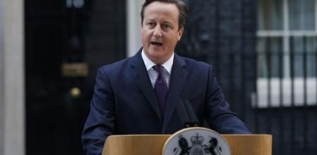 Cameron en el 10 de Downing Street valorando el resultado del referéndum de Escocia.