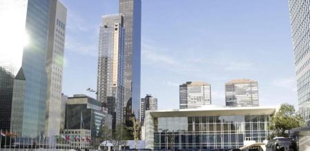 Vista general hoy de la sede de las Naciones Unidas, en Nueva York (EE.UU.), durante la Cumbre del Clima